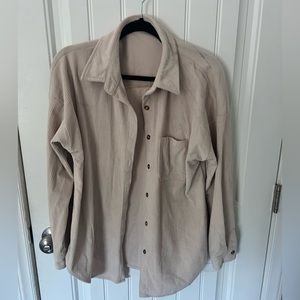Tan button down shacket